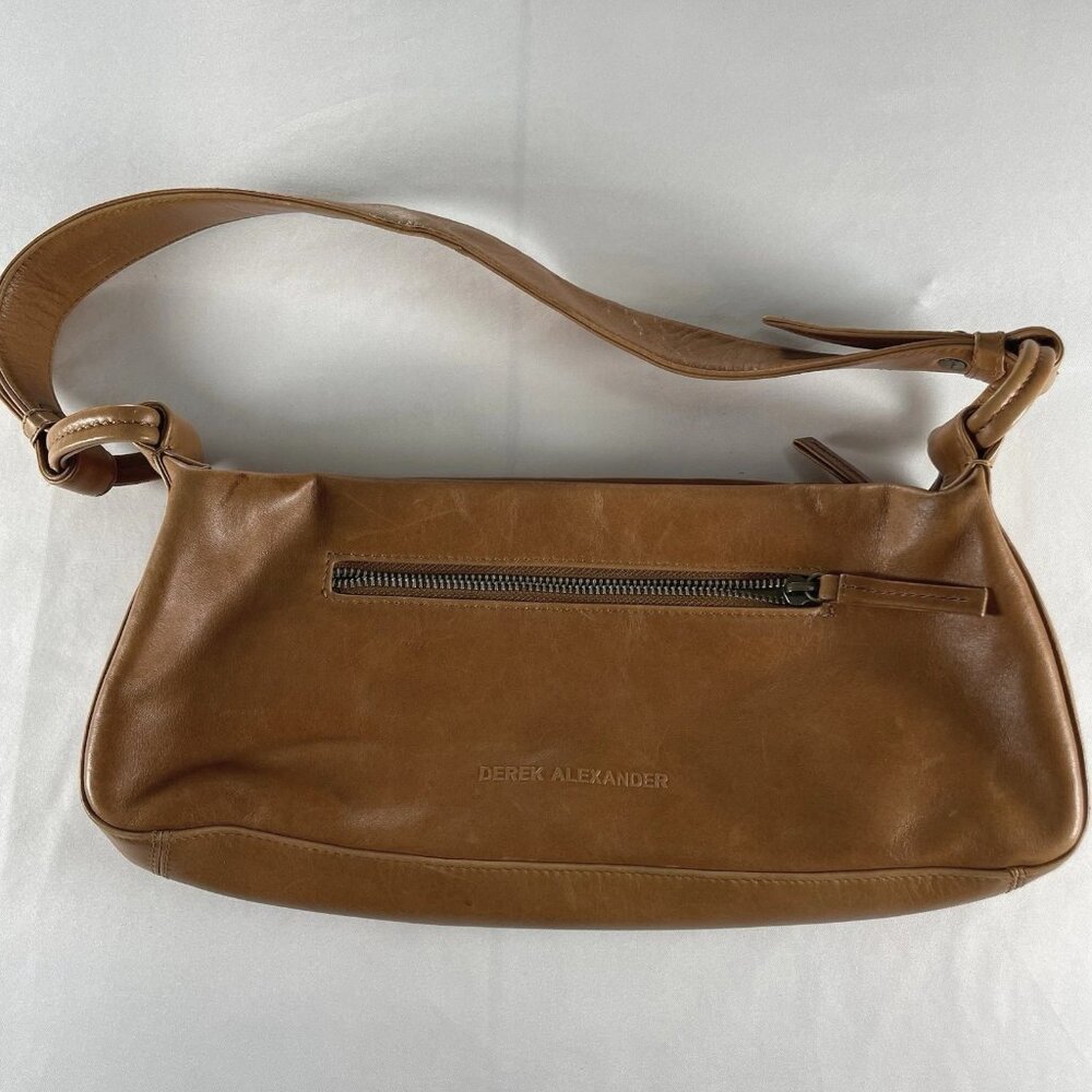 Derek Alexander Brown Tan Leather Shoulder Handbag Purse Y2K Style Soft Organize